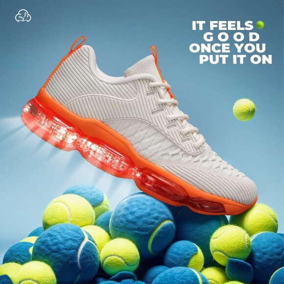 Women Beige Orange Air Cushion Running Shoes Fashion Tennis Sneakers Gym Fitness - Picture 3 of 7